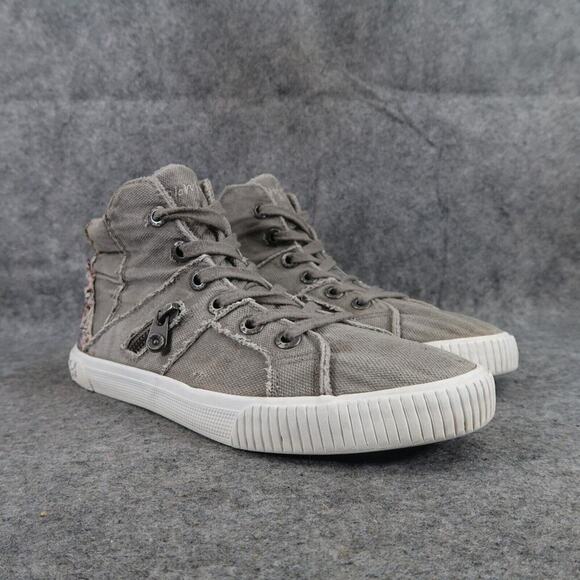 Blowfish Shoes Girls 6 Sneakers Casual Fruitcake High Top Distressed Canvas Grey - Picture 1 of 11